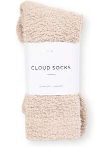 Calcetines de Nube Ultra-Luxe Cálidos y Acogedores para Mujeres y Hombres - Calcetines de Dormir de Tela Súper Suave y Lujosa - Gris paloma/blanco crema/rosa rubor - Ver 8