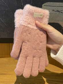 1 Pair Thickened Thermal Lined Gloves, Warm Winter Gloves, Simple & Versatile