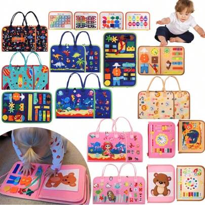 蒙特梭利忙碌板玩具，男女皆宜，幼儿感官玩具，益智旅行玩具，精细动作技能训练活动，学前板，适合不同年龄段，教育玩具，学生用品，文具，学习用品，婴儿忙碌书，男孩玩具，绿色，儿童学习玩具，蒙特梭利婴儿玩具，蒙特梭利玩具，蒙特梭利，忙碌书，蒙特梭利玩具，忙碌书，蒙特梭利