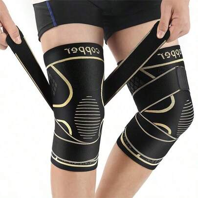 Copper Knee Compression Sleeve With Straps, Breathable Knee Support For Sports, Fitness & Daily Wear