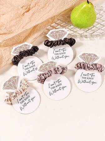 5pcs Satin Scrunchies Set, High Elasticity, Versatile, With 5pcs Diamond Hairclips, Suitable For Wedding Party, Bridesmaid, Proposal Gift ,Hair Ties ,Scrunchy Hair Ties