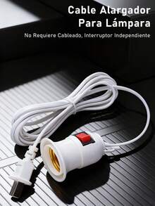 Socket Para Foco Con Interruptor E27 De 3 Metros Con Clavija para México color Blanco - 3 metros - Ver 3