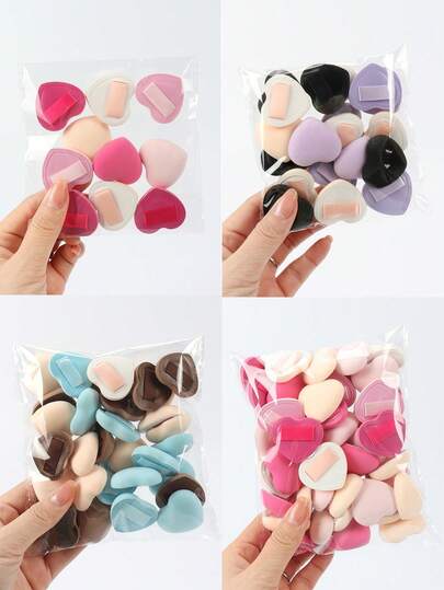 10/20/30/50个装迷你心形棉花糖化妆海绵，适用于粉底、遮瑕膏和散粉，心形化妆海绵，化妆抛光海绵，干湿两用散粉的理想选择