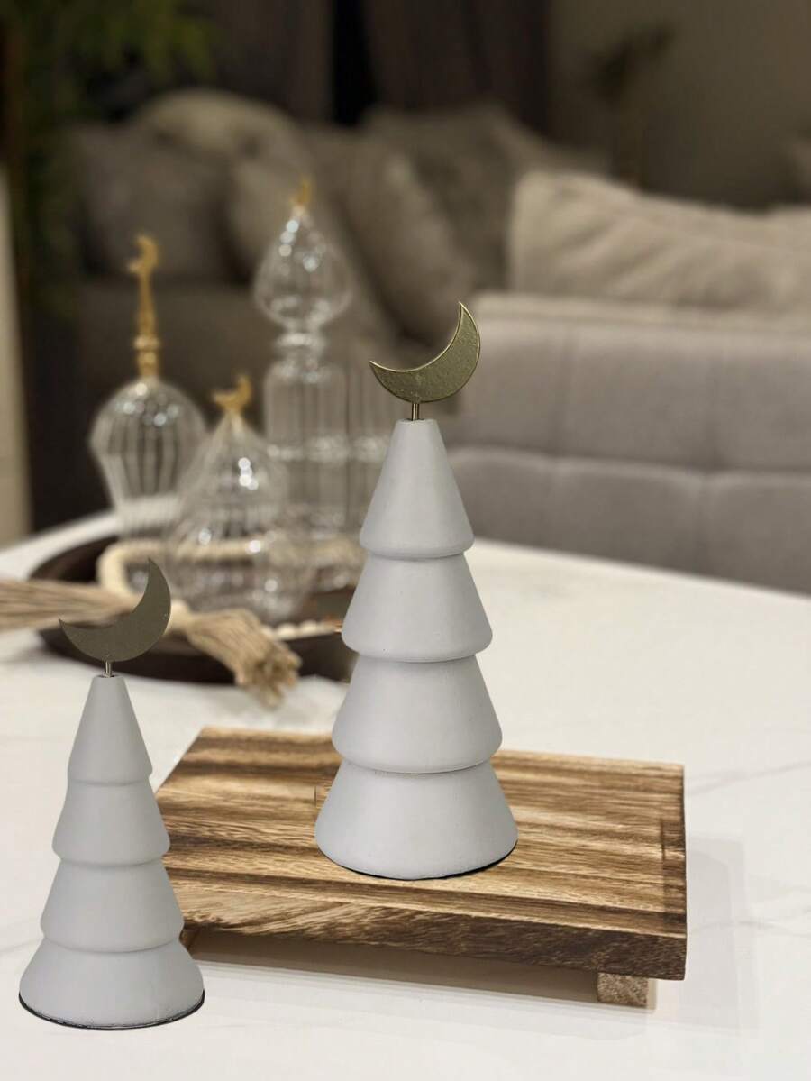 1 Piece Wood Ramadan Tabletop Decoration,Classical Style Basement With Moon Desk Decor For Ramadan Party Decoration,Kitchen Dining Table Decor - Multicolor - View 1