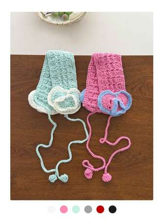 女士保暖抓绒耳罩，户外滑雪骑行系带耳罩，秋冬季针织耳罩