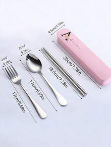 Juego de cubiertos personalizado, incluye tenedor de acero inoxidable, palillos, cuchara, juego de utensilios portátiles reutilizables, adecuado para camping, picnic, senderismo y oficina - multicolor - Ver 5