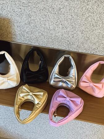 1pc Girls' PU Mini Handbag, Fashion Versatile High-Value Coin Purse With Cute Bow Lipstick Case, Zipper Closure, Suitable For Outings, Daily Matching, Shopping, Perfect Gift For Girls