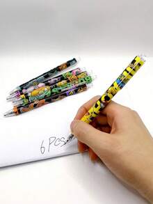 6pcs/Bag Pokemon Pikachu Press Gel Pens 0.5mm Black Pen School Office Supplies Stationery Party Gift - Multicolor - View 6