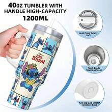 Lilo Stitchs Tumbler Vacuum Insulated Cartoon Coffee Cups With Lid Straw Smoothie Tea Mugs Bottle, 40oz - 8 + ONE SIZE - View 2