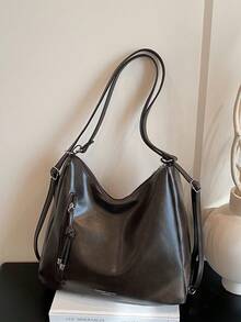 New Fashion Large Capacity Tote Bag, Korean Style Shoulder Bag, Casual Commuter Backpack - Coffee - View 6