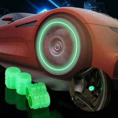 8 tapones fluorescentes universales para válvulas de neumáticos de automóvil, tapones luminosos para válvulas de neumáticos, tapas de aire para neumáticos de coche, camión, SUV, motocicletas, bicicleta (verde)
