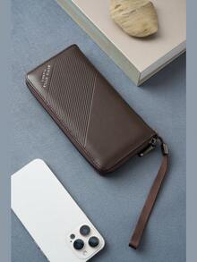 HOVI's Herren Geldbörse mit großer Kapazität, Smartphone-Tasche aus PU-Leder mit Handgelenkschlaufe, geeignet für Smartphone, Karten und Bargeld, 19,5x10cm braune Organizer-Tasche