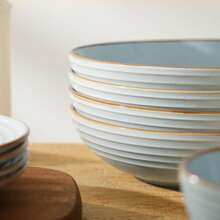 Richmount 12 Pieces Dinnerware Set, Plates And Bowls Sets For 4, Including Dinner Plates, Salad Plates And Cereal Bowls, Dishwasher And Microwave Friendly - 淺藍 - 查看 5