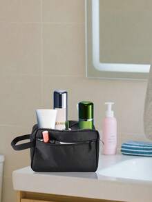 1pc Customized Personalized Men's Travel Toiletry Bag, Personalized Handheld Makeup Bag, Unisex Multi-Functional Toiletry Bag, Large Capacity Toiletry Bag, Travel Outdoor Storage Bag, Customizable Name, Foldable And Lightweight, Made Of Polyester, Large Capacity