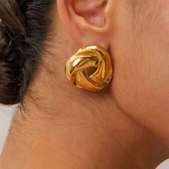 1 Pair/2 Pairs Geometric Twisted Multi-Layer Hoop Earrings, Gold & Silver Color, Unique Design, Fashion & Versatile