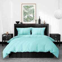Kit de funda nórdica monocromática GB Color Azul Menta de alta durabilidad de 220cm*220cm - Azul - Ver 2