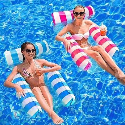 1pc Inflatable Pool Floats Adult Size Water Hammock,Foldable Floats Swimming Pool,Floating Bed For Water Leisure,Pool Rafts Lounge Chairs Floaties Vacation Fun And Rest,Inflatable Pool Floats, Pool Inflatable,Holiday Essential