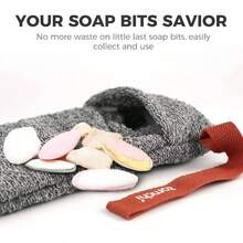 Exfoliating Sponge Soap Bag, Soap Pouch Body Scrubber, Soap Saver - Nailon + Puff - Ver 4
