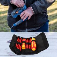 10pcs Insulated Screwdriver Set With Pouch, Suitable For Electrician Repair, Anti-Electric Shock Screwdriver Set, High Hardness Insulated Electrician Screwdriver Set, Household Magnetic & Hex Screwdrivers, Partial Patterns Random - Red - View 1