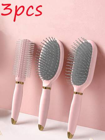3-delat kamset. Innehåller en massagekam med kuddar, en luftdämpande kam, en volymgivande kam och en rengöringskam med halkfri finish för att plattgöra och locka håret. Hårstylingkit