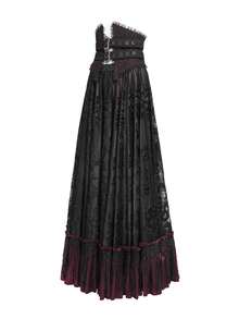EVA LADY Embroidered Lace Trim Off-Shoulder Gothic Style Dress, Suitable For Theme Parties - Black - View 9
