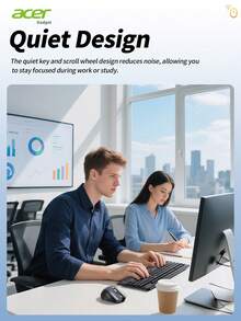 Combo de teclado y mouse inalámbrico Acer CB1001, teclado silencioso de tamaño completo y mouse óptico, conexión inalámbrica 2.4G sin retraso, compatible con Windows, PC, portátil - para oficina en casa y juegos - Negro - Ver 4