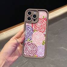La elegante y sencilla carcasa de teléfono anti - caída con diseño floral es adecuada para los modelos  17, 16, 15, 14, 13, 12, 11 Pro / air / xR / XS y  s25 / S24 / S23 / S22 / Fe / plus, construida con material tpu, que proporciona protección de amortiguación contra caídas. Adecuado para regalar amigos y regalos de San valentín. - Negro - Ver 7