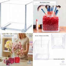 Acrylic Clear Plastic Square Vase for Candle Holding, Break Resistant - Transparente - Ver 1