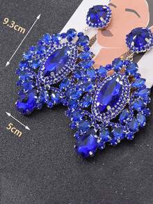 Handmade Blue Crystal Sequin Teardrop Earrings, Women's; Wedding Gift Jewelry; Fashionable Matching Earrings - 藍色 - 查看 6