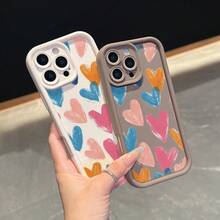 La carcasa del teléfono anti - caída simple y de moda adopta un patrón de corazón y es adecuada para iPhone 17, 16, 15, 14, 13, 12, 11 Pro / air / xR / XS y samsungs25 / S24 / S23 / S22 / Fe / plus, hecha de material tpu, que proporciona protección de amortiguación. Regalos para amigos y San valentín. - Burdeos - Ver 4