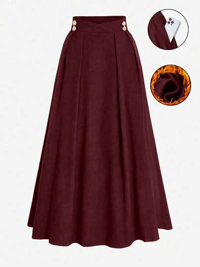 Women's Elegant High Waist Solid Color Pleated A-Line Skirt