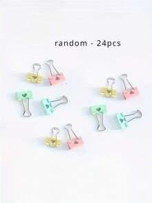 24pcs Random Cute Heart Shaped Clips, Heavy Duty Metal Structure, Grip For Office, School, Scrapbook, Planner - Compatible With Ring Binders, Notebooks, Diaries - Suitable For Students, Professionals, Stationery Lovers, Planner Accessories, Kawaii Design, Sturdy Structure, Office Workers, School Supplies, Paper Clips, Stationery, Office Clip Patterns, Clips - Multicolor - View 8