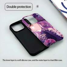 Funda de película dos en uno de chica anime de cabello morado de - Protección duradera, absorbente de impactos y moderna - Compatible con iPhone 16 15 14 13 12 11 Plus Pro Max Regalo de cumpleaños perfecto para amigos, accesorio móvil, funda elegante, material resistente a los arañazos, tecnología, carcasa de móvil para fans de anime, regalo perfecto para navidad navideña, cosplay y fiestas temáticas - Blanco - Ver 4