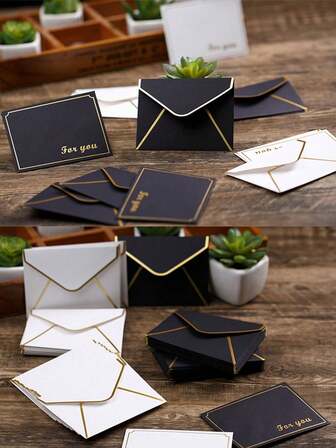 10/1 Set VIP Envelope Set, Wedding Invitation Envelopes, Membership Card Envelopes, Invitation Envelopes, Greeting Card Envelopes, Mini Bank Card Envelopes, Passport Stamp-Style ID Card Holder Envelopes, Matte Black VIP Cards, Small Mini Foil-Stamped VIP Envelopes, Home Decor, Home Living, Event Party Supplies, Party Accessories, Invitations