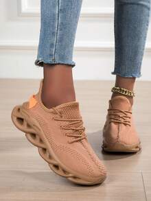 LIVEST Women's Fashion Breathable Minimalist Blade Sole Sneakers, Lightweight Shock-Absorbing Comfortable Casual Style - Burnt Orange - View 5