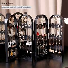 1pc Acrylic Foldable Earring Holder, Jewelry Display Stand For Necklaces, Earrings And Accessories - Black - View 3