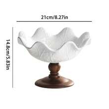 1pc Ceramic Fruit Plate, Salad Bowl, French Dessert Pudding Bowl, Candy Snack Tray, Tea Plate For Afternoon Tea - White - View 13