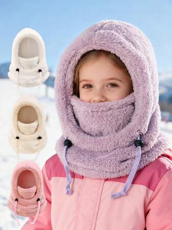 1 Stück einfarbige Plüsch-Ohrenschützer mit angebundener Mütze für Kinder, geeignet zum Warmhalten und für den täglichen Gebrauch