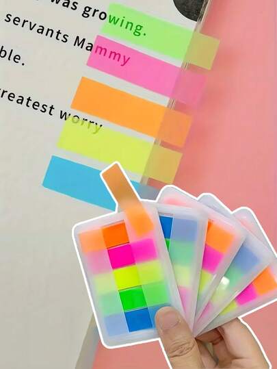 100pcs/Pack Semi-Transparent Sticky Notes - Soft Color Transparent Self-Adhesive Labels, Suitable For Office, School, Bullet Journals, Planners | Smooth Writing Surface