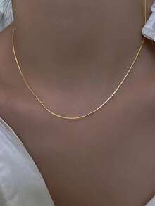 1 pieza Cadena simple de acero inoxidable 304, adecuada para hacer collares con colgante DIY, joyería de moda, a prueba de agua y óxido, apta para todas las estaciones, gran regalo para el Día de San Valentín - Cadena de serpiente redonda - Ver 4