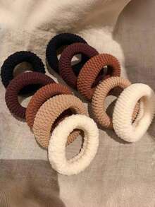 10PCS Mixed Color Thick And Thick High Elastic Rubber Band, High Ponytail Towel Loop, Suitable For Hair (Random Color), Ponytail Fixator, Elastic,Hair Elastics ,Scrunchies ,Hair Rope ,Elastic Hair Tie Elastic Band - Multicolor - View 11