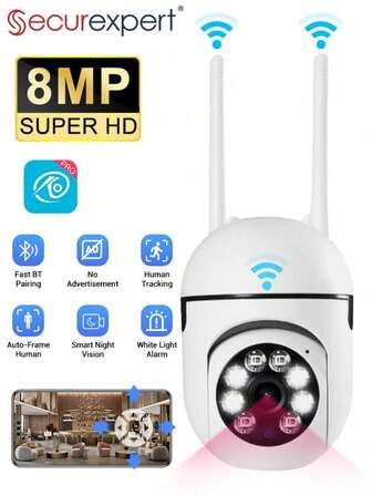 8MP WiFi Camera, Supports 5x Zoom Magnification, Color Night Vision, Two-Way Voice Communication, Intelligent Humanoid Tracking And Video Recording, Suitable For Indoor And Outdoor Environments (Some Do Not Include Storage Cards)