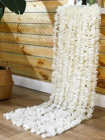 10 piezas Guirnalda de Glicinia Púrpura, Guirnalda de Flores Artificiales de 100cm, Flores Colgantes Falsas, Flores de Glicinia de Seda Blanca, Adecuado para Bodas, Fiestas, Decoración Interior/Exterior, Fácil de Colgar, Enredaderas de Glicinia Artificiales Reutilizables