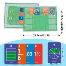 Conjunto de 104 peças interativas de flip chart para matemática: frações, decimais e porcentagens. Material didático e manipulável para crianças de 3 a 6 anos. Recursos para ensino domiciliar e em sala de aula, treinamento de raciocínio matemático, auxílio para professores (formas e cores sortidas aleatoriamente). - Multicolorido - Ver 4