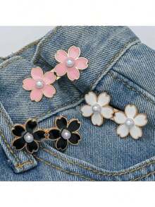 1/2 Pairs Sakura Waist Buttons, Adjustable And Removable Waist Shaping Buttons, Used To Adjust The Waistline Of Jeans Or As Clothing Accessories, No Need To Sewing Buttons. - 彩色 - 查看 2