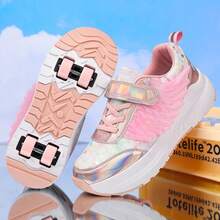 Patines de ruedas ajustables para adolescentes, parte superior de cuero PU con , 4 ruedas, rodillos desmontables y retráctiles, patines en línea - Rosa - Ver 18