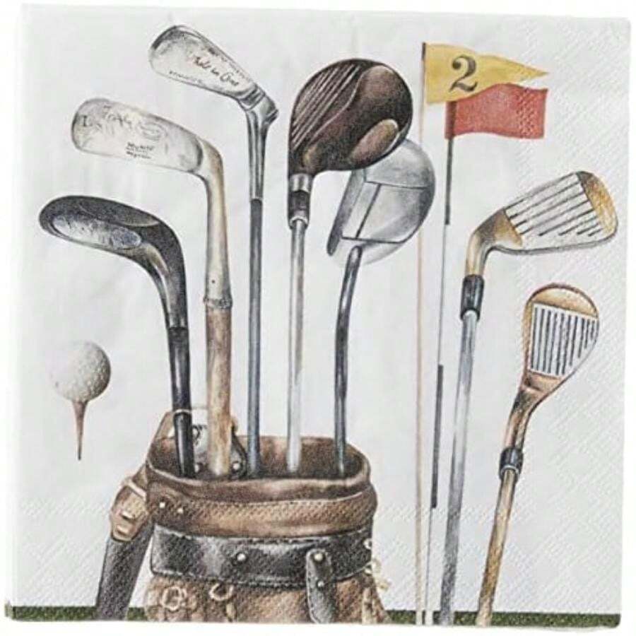 Boston International servilletas de papel para cócteles y bebidas, , 5 x 5-Inches, 1(12.70cm (5") x 12.70cm (5") Golf Blanco) - Multicolor - Ver 1