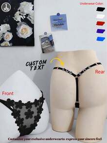 1PC Sexy Girl's Mesh Underwear, Embroidered Adjustable Thong, Breathable Mesh Sexy Thong, Customized Letters, Customized DIY Letters, Customized Rhinestone Letters DIY, For Girlfriend Or Wife, Unique Anniversary Gift, Customized DIY Rhinestone Letters, Customized Personalized Letters, Customized Letters DIY. - Multicolor - View 3