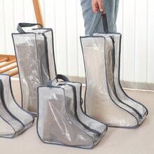 3/2/1pc Boot Storage Bags, Long & Short Boot Storage Shoe Bags, New Fashion Transparent Shoe & Boot Dust Covers, Women's High-Top & Ankle Boot Specialized Boot Bags, Zipper & Handle Boot Covers,Shoe Protection,Suitable For Flats, Ankle Boots & High. - Clear - View 2