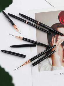 5pcs Metal Nail Art Pens & Eyeliner Brushes Set, For Long Lines, Fine Details, Precise Drawing, Eyeliner, UV Gel Nail Polish Design, Sizes: 5/8/12/20/25mm - Black - View 6